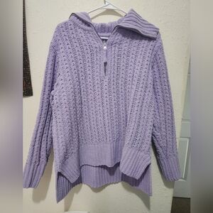 Aerie Purple Cowl Neck Sweater with Chunky Knit
